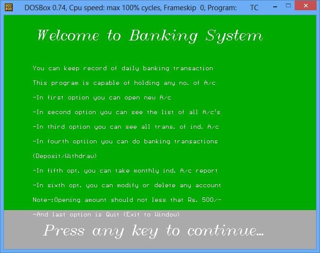 BANKING SYSTEM IN C++