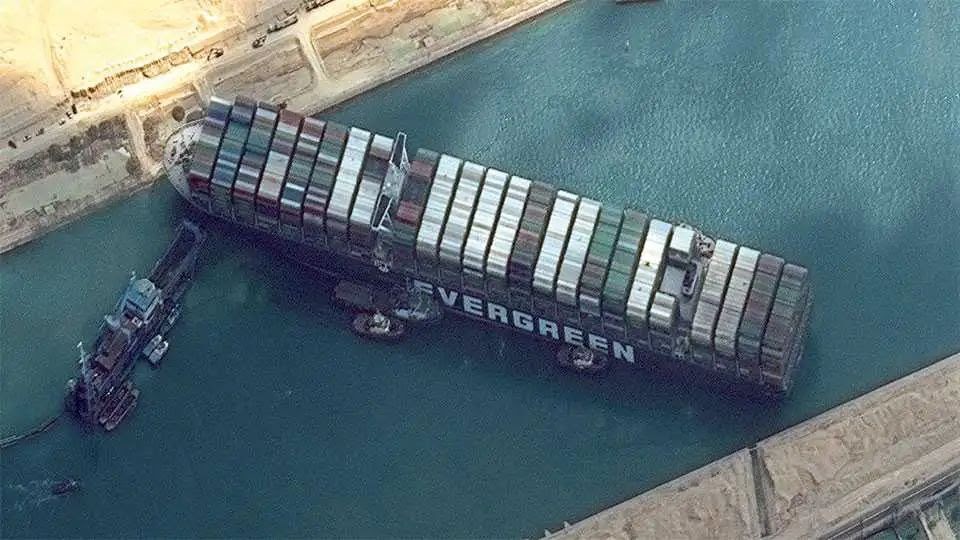 A huge cargo container ship got stuck in Egypt's Suez Canal