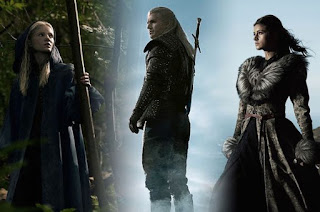Ciri (Freya Allan), Geralt de Riv (Henry Cavill) et Yennefer de Vengerberg (Anya Chalotra)