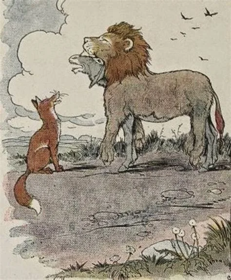 Vom Fuchs und vom Esel im Löwenfell 2 Vom Fuchs und vom Esel im Loewenfell Fabel Aesop 1
