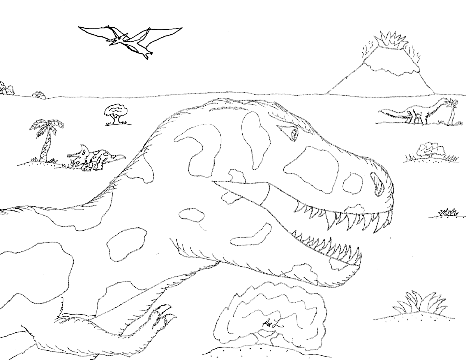 Robin's Great Coloring Pages: Half Feathered T. rex and Quetzalcoatlus ...