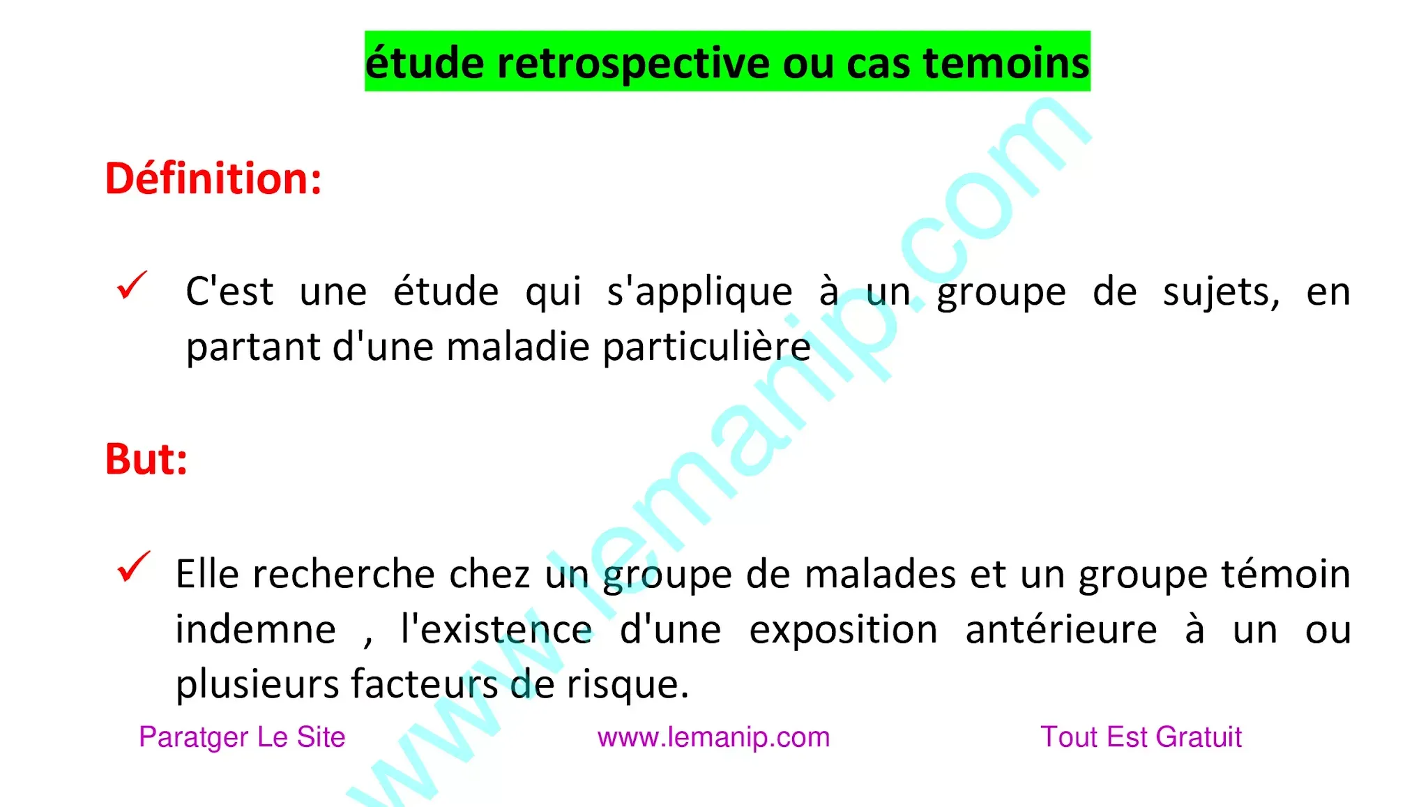 étude retrospective ou cas temoins