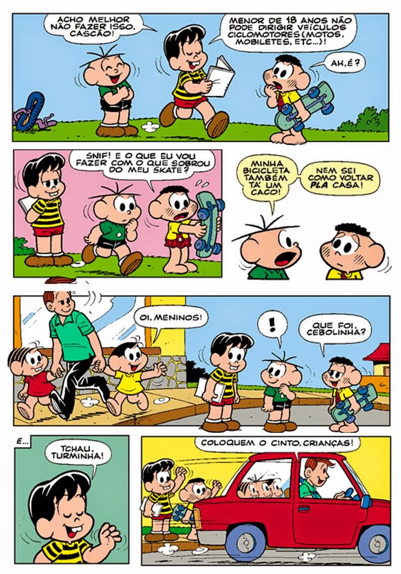 Gibi Turma da Mônica sobre trânsito! Gibi Turma da Mônica falando de trânsito. Atividade para