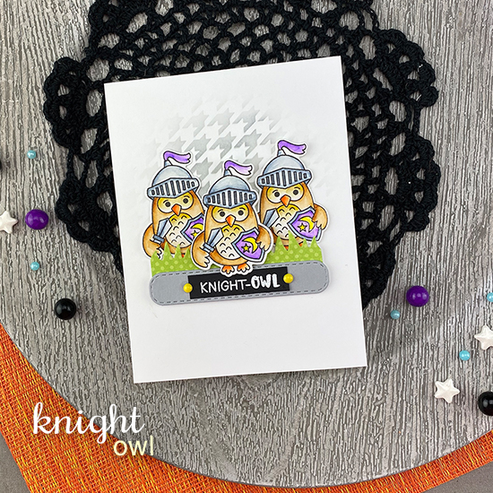 Knight Owl Card by Jennifer Jackson | Knight Owl Stamp Set, Banner Trio Die Set and Houndstooth Stencil by Newton's Nook Designs #newtonsnook #handmade