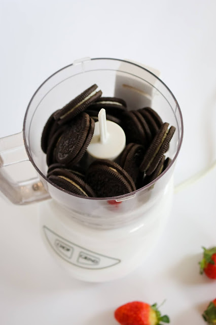 OREO Cookies in a food processor 