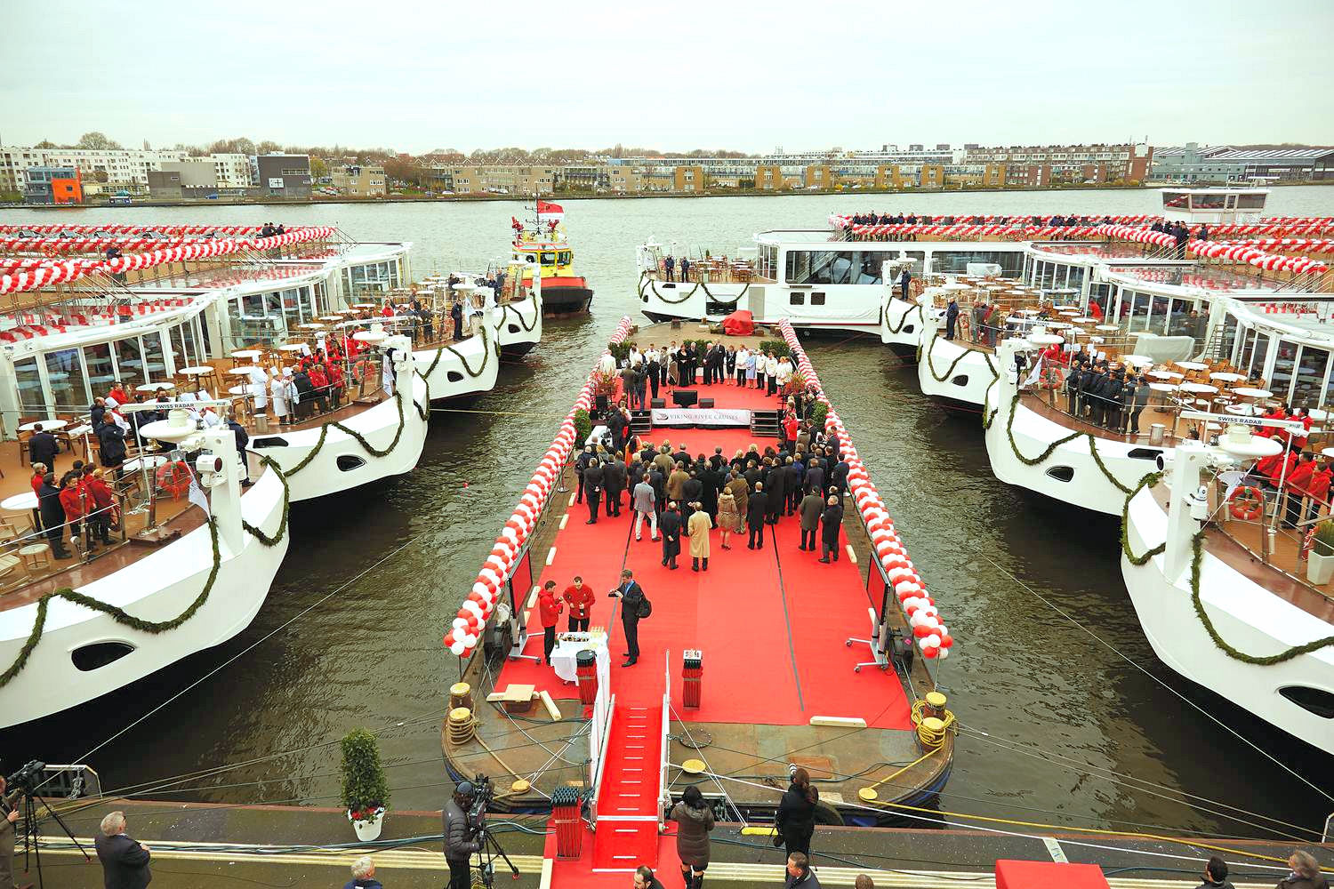 Viking shattered its own world record when it launched 14 Viking Longships in March 2014. Photo: ©Viking Cruises.