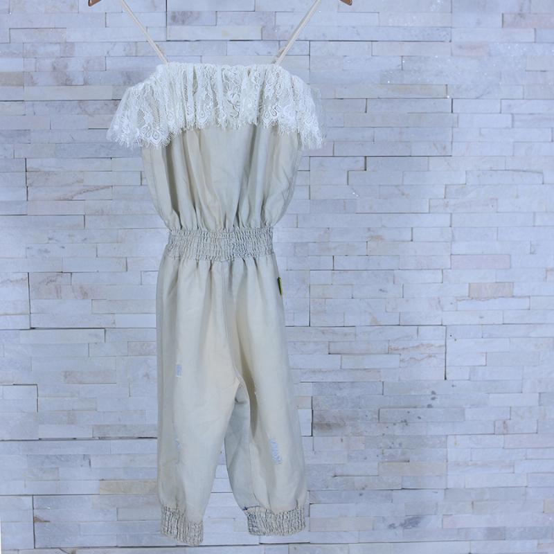 Jumpsuitt Denim Cổ Phối Ren – Bé 3-13 tuổi – Thương Hiệu : Khaki 153521