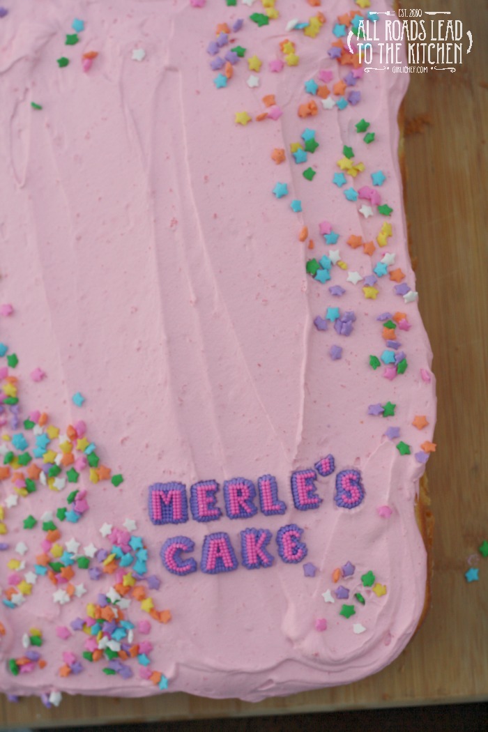 Merle's Cake with Pink Frosting