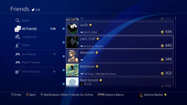 التحديث الجديد لجهاز PS4 أصبح يتيح معرفة الجهاز المستخدم من طرف اللاعبين عبر قائمة الأصدقاء