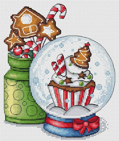 schema punto croce Natale- spalla di neve con biscotti di pan di zenzero cross stitch pattern free