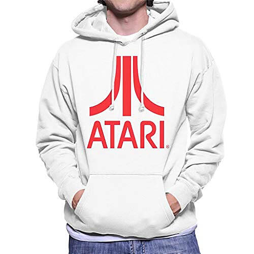 White hoodie with a red Atari fuji logo