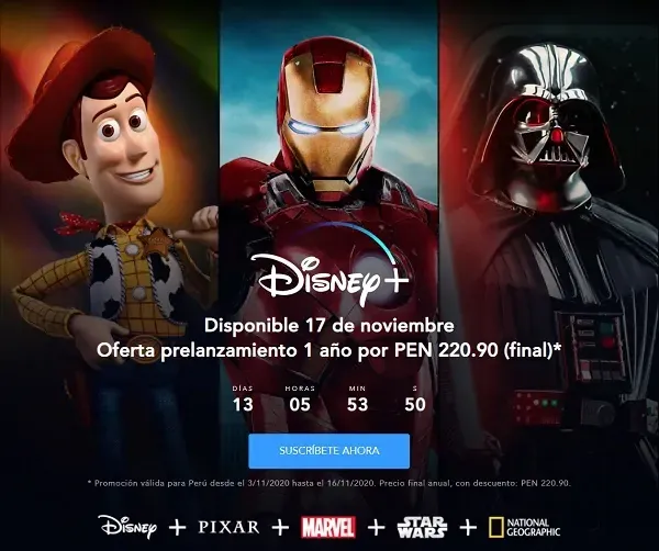 DISNEY PLUS PROMOCIÓN PERÚ LANZAMIENTO