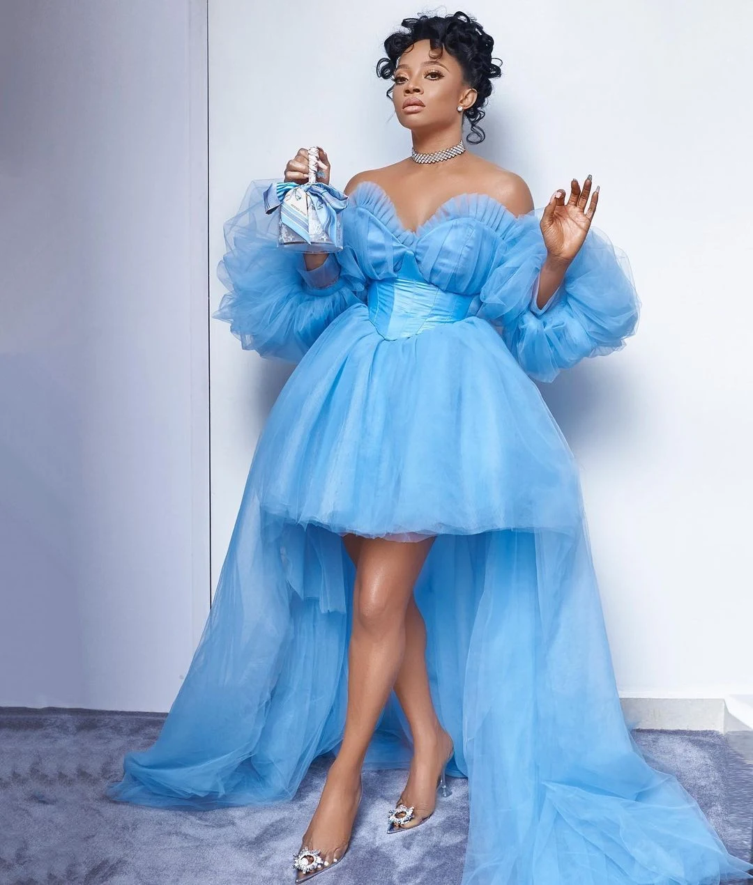 Tubo fairy tail princess custom made baby blue tulle dress