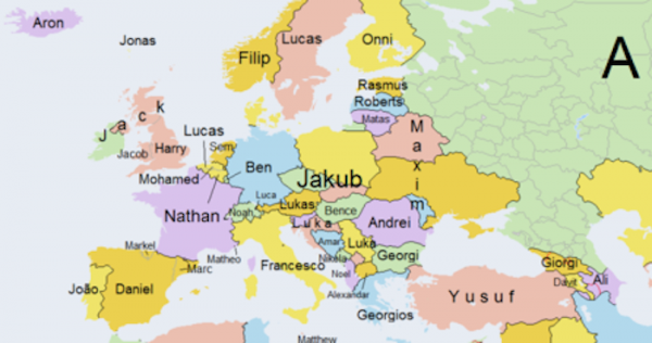 los nombres más populares de cada país