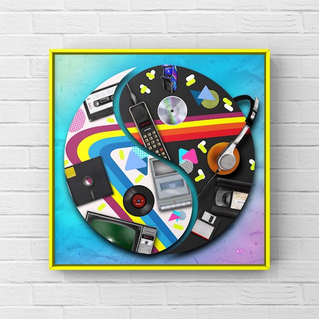 80s technology yin and yang art