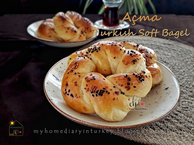 Açma / Turkish soft bagel | Çitra's Home Diary. #turkishfoodrecipe #açmatarifi #resepmasakanturki #simit #turkishbagel #softbread #softbagel #breakfast