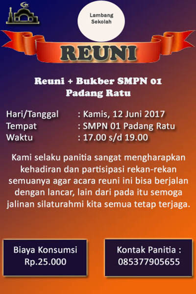 Contoh Undangan Resmi Reuni Sekolah (SD - SMA), Gaul Kekinian sob