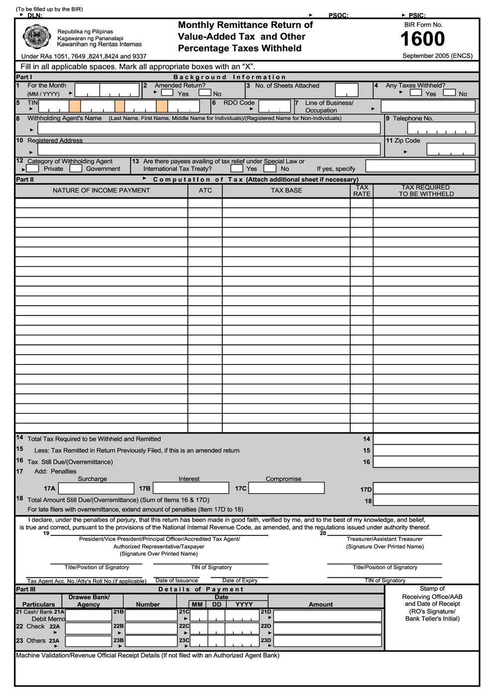 Busapcom bir form 1600 download