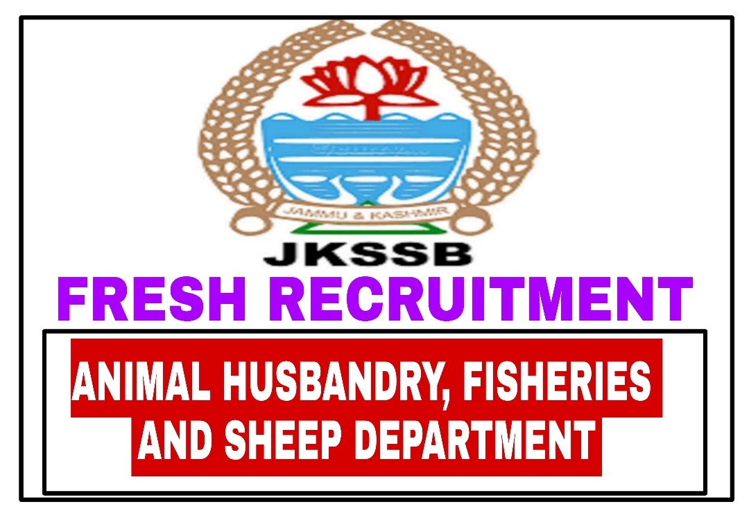 Jkssb Fresh Recruitment In Animal Husbandry Sheep And Fisheries Department