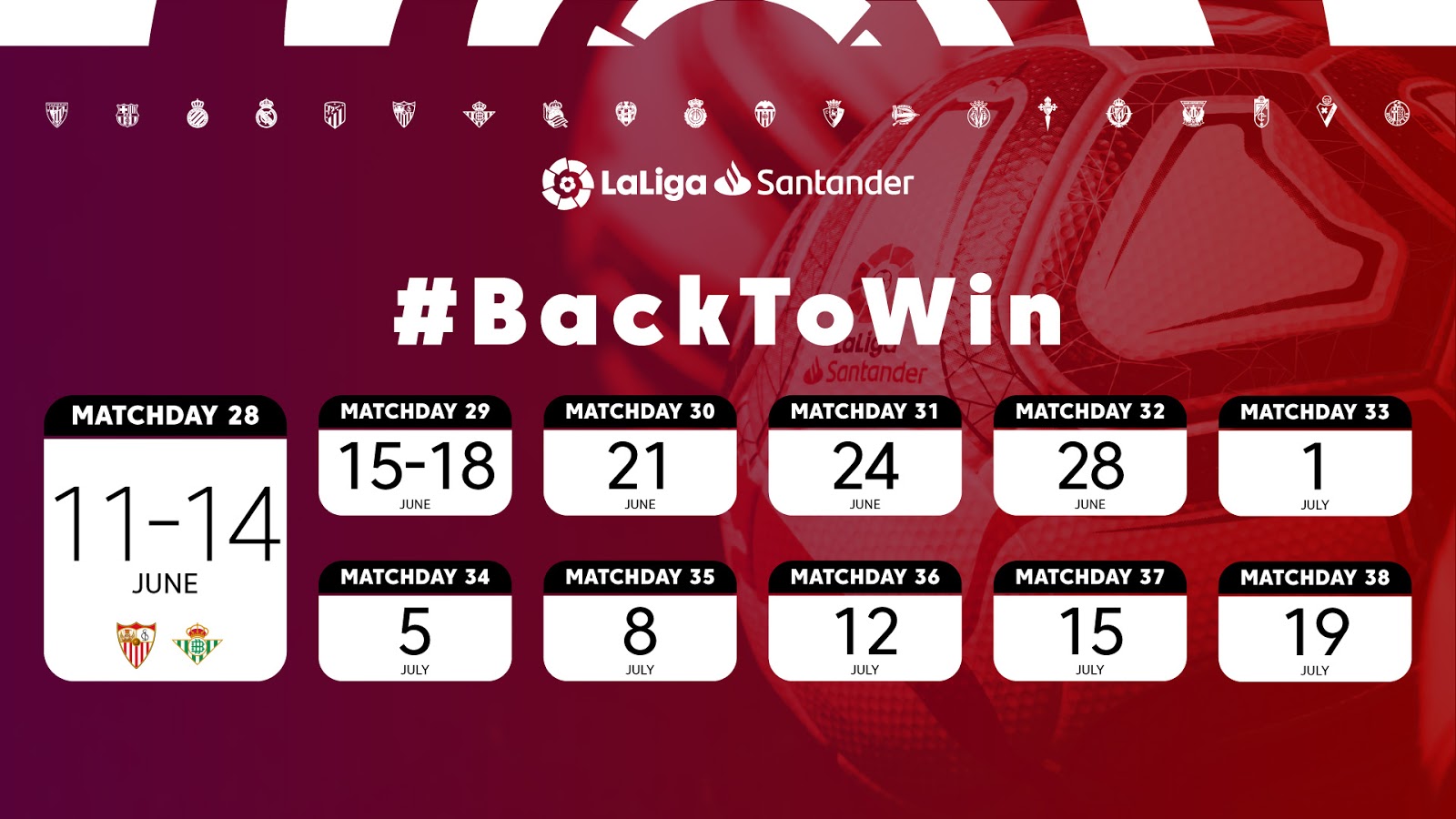 LaLiga sets official matchday schedule for the return of football in Spain