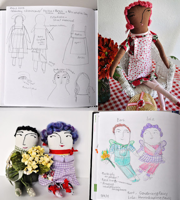 Sharon Rohloff, Sketchbooks, Pink Ginger Kitty, Handmade Dolls, Sketchbook Conversations