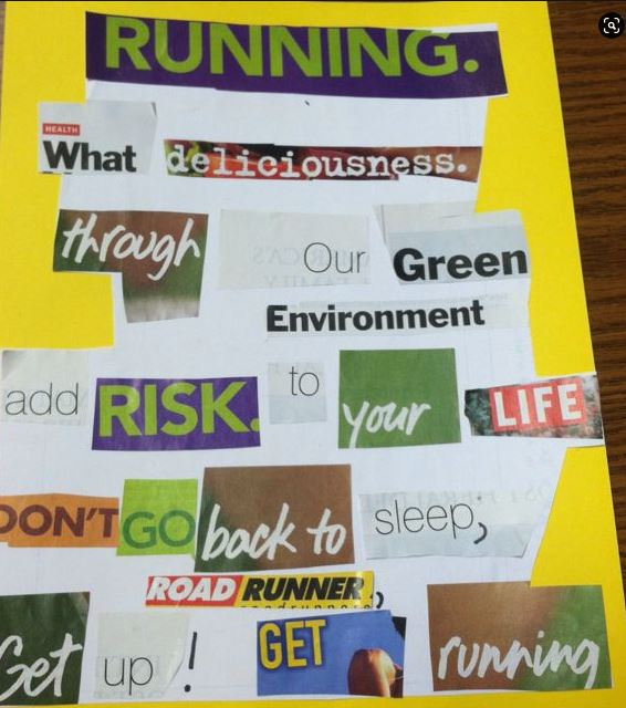 Poems: cut out words from newspaper and magazines