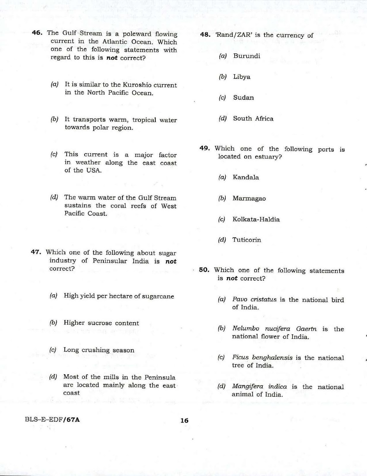 UPSC CDS I 2017 Entrance Exam GK question paper UPSC CDS I 2017 General Knowledge question paper