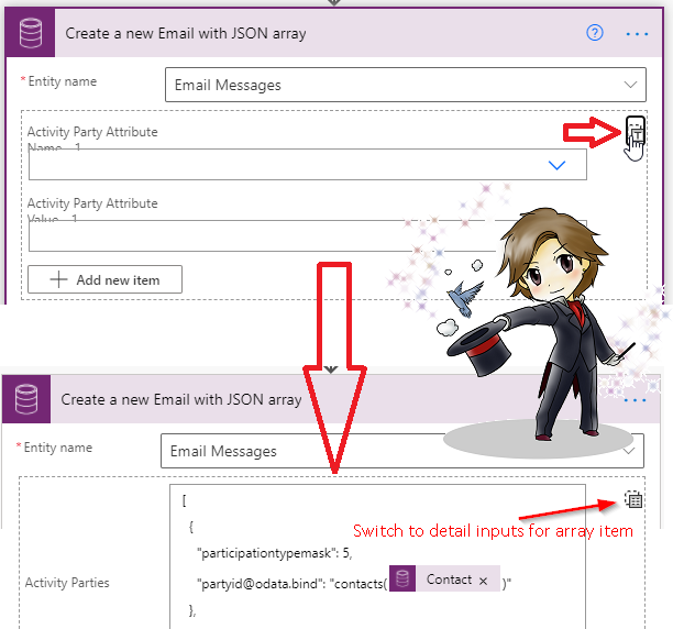 Populate Activity Party Value with JSON Array in Power Automate