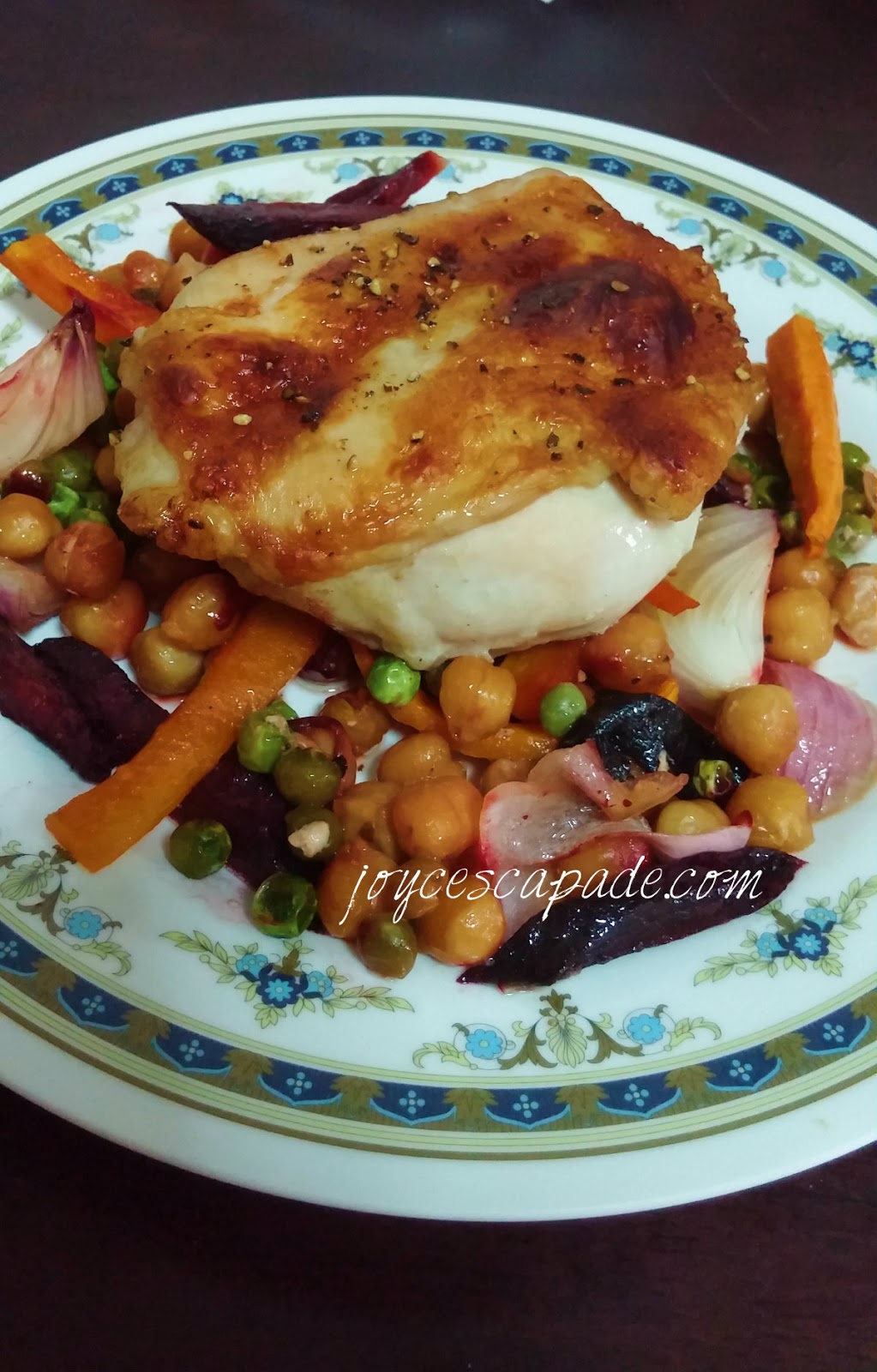 Honey-roasted Chicken with Roast Chickpeas & Vegetables Salad - Joy 'N ...