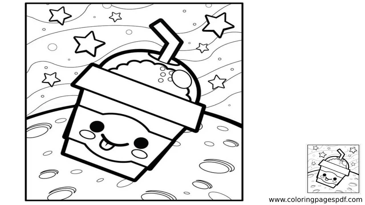 Coloring Page Of A Smoothie With Stars