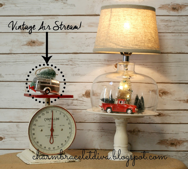 Thrifted Christmas cloche lamp decor Air Stream ornament