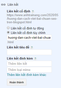 Đường dẫn bài viết blogspot