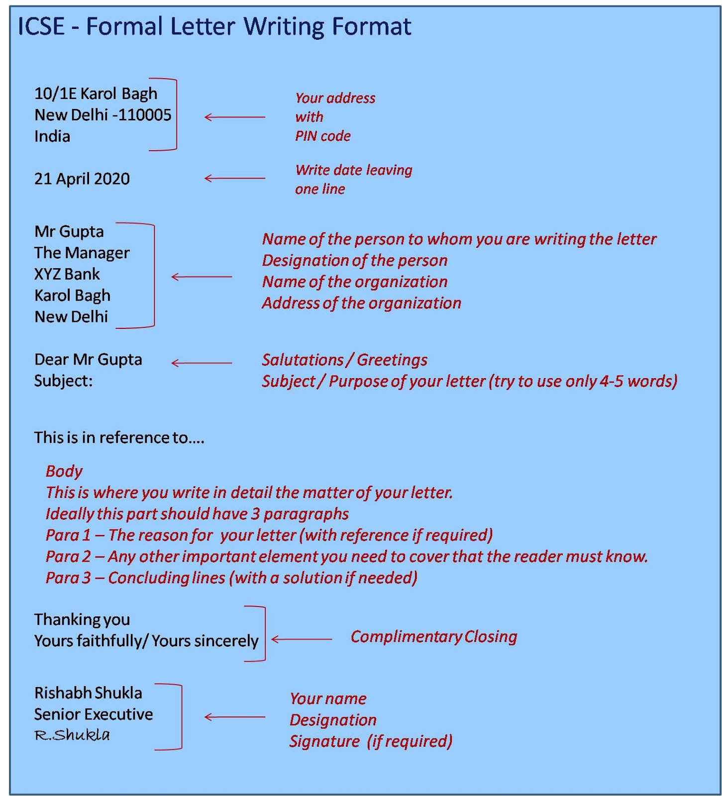 Crayonsler ICSE Letter Writing Formats Examples