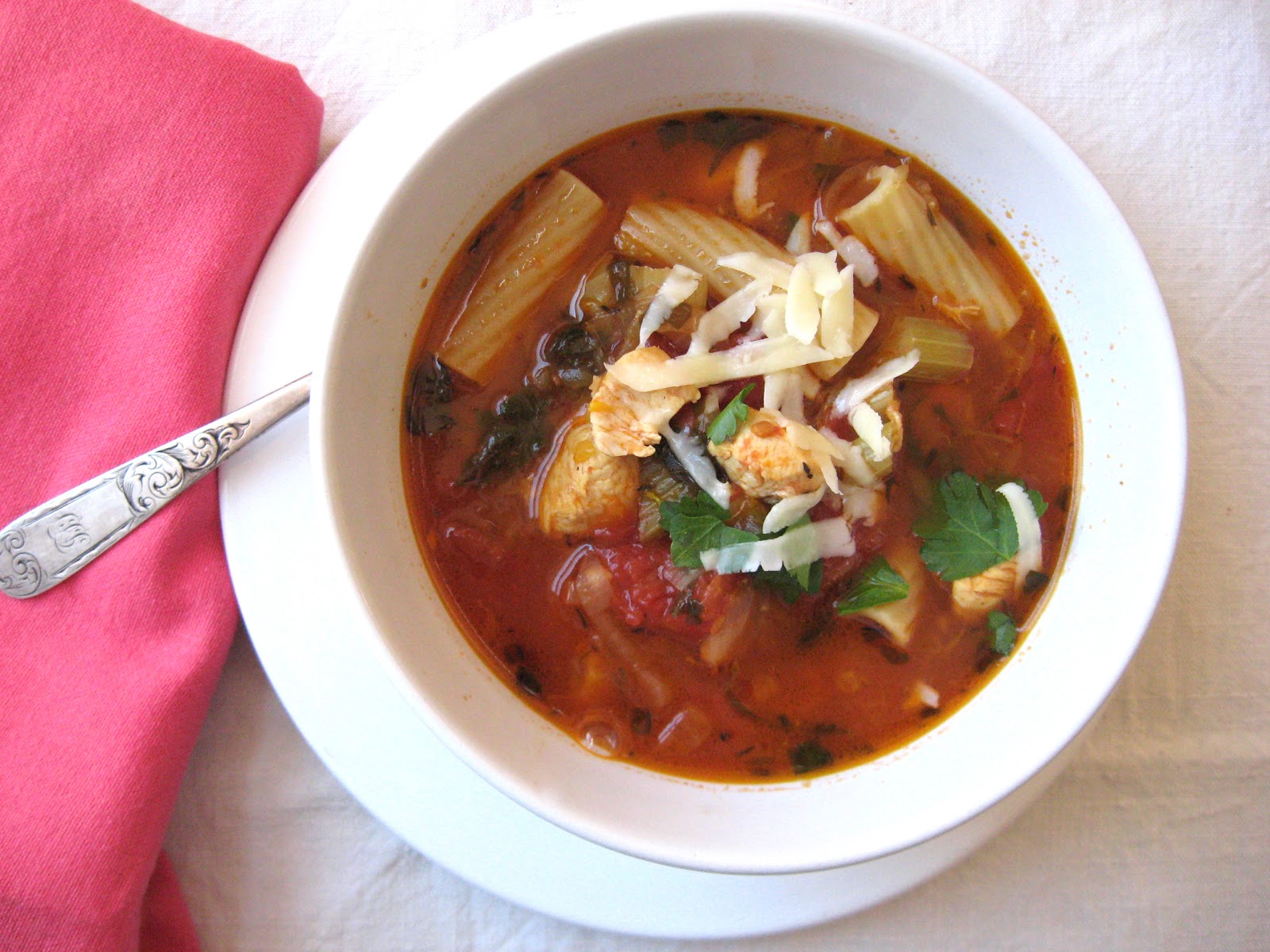 she's in the kitchen chicken & celery, tomato, and clementine soup