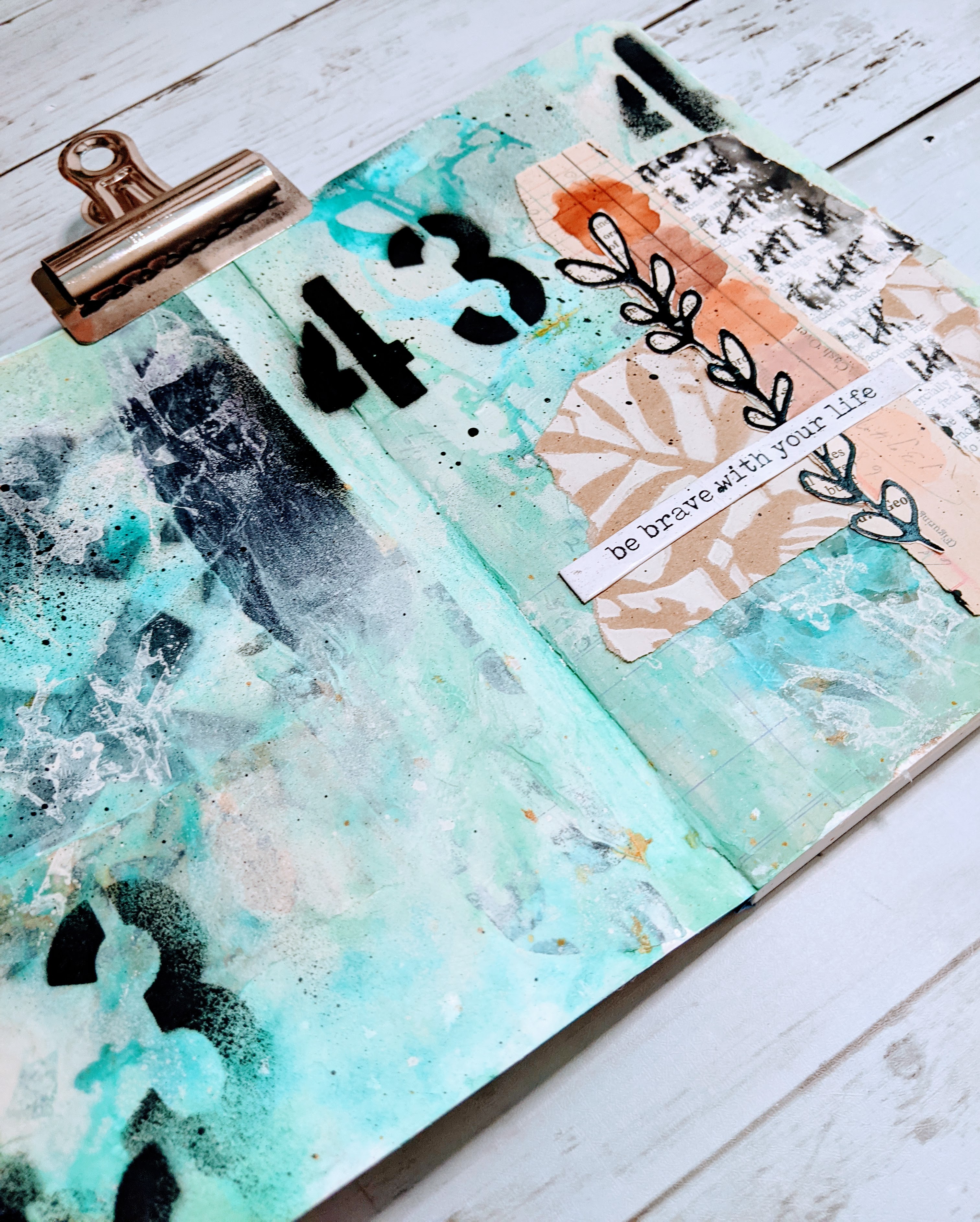 My First Mixed Media Art Journal  Art Journal Page with Distress Oxide  Sprays - Laura Volpes