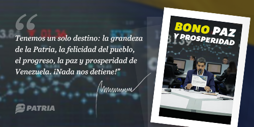 Comenzó asignación del nuevo bono "paz y prosperidad" por el carnet de la patria Comenzó asignación del nuevo bono "paz y prosperidad" por el carnet de la patria