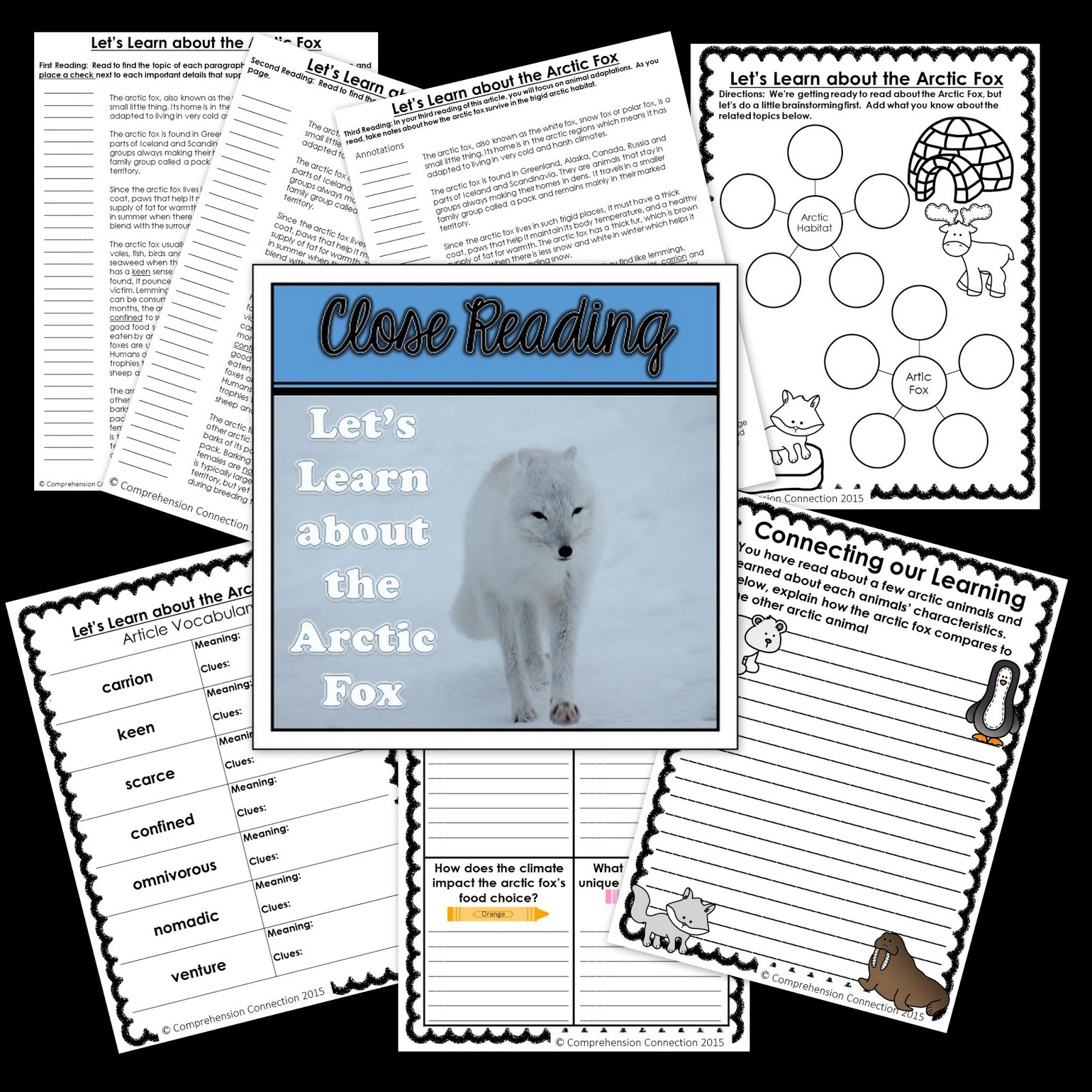Arctic Animal Close Reading Bundle | Comprehension Connection