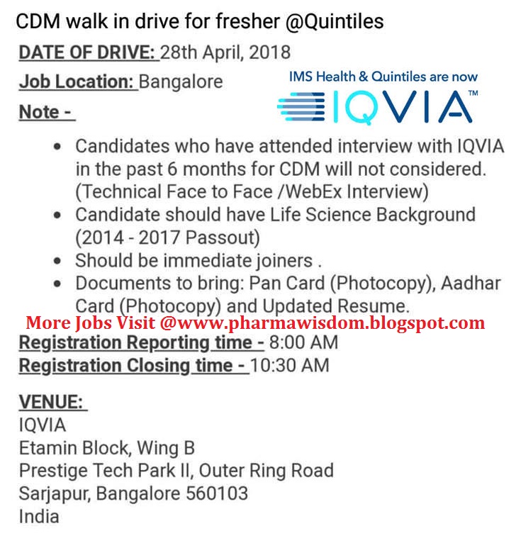 pharma-wisdom-quintiles-iqvia-walk-in-drive-for-freshers-on-28th-april-2018-bangalore