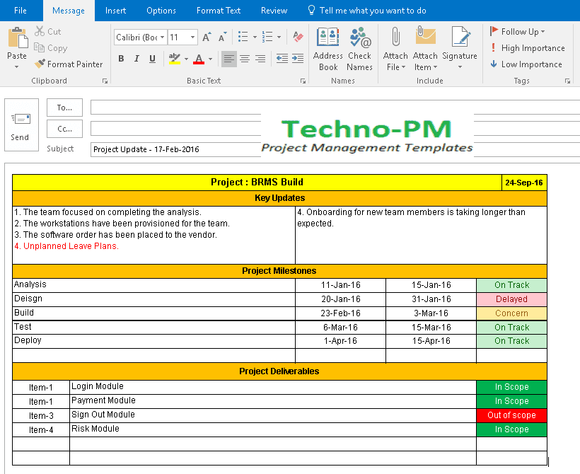 One Page Project Status Report Template : A Weekly Status Report One Page Project Status Report Template : A Weekly Status Report