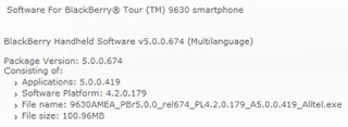 Firmware Update OS 5.0.0.419 for BlackBerry Tour 9630 via Alltel