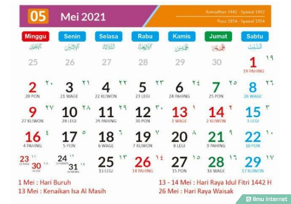 Tanggal Merah Mei 2021 Kalender Jawa 2021 Lengkap Dengan