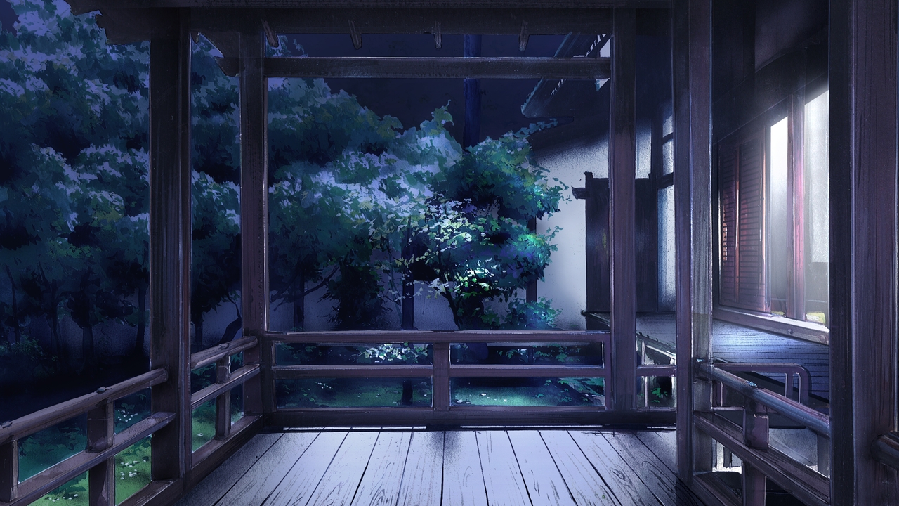 Anime Landscape: Anime Garden Hall Background