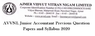 AVVNL Junior Accountant Previous Question Papers and Syllabus 2020