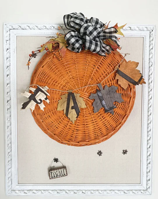 large pumpkin basket on bulletin board