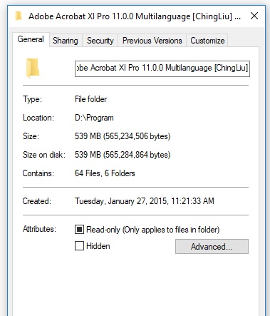 size of file folder