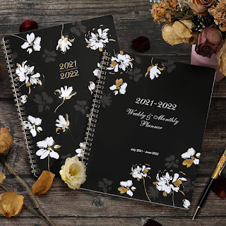 2021 to 2022 Academic Planner from July 2021 to June 2022, 8" x 10" with to Do List, Floral Cover, with Twin, Wire Binding, Printed Tabs, Color black