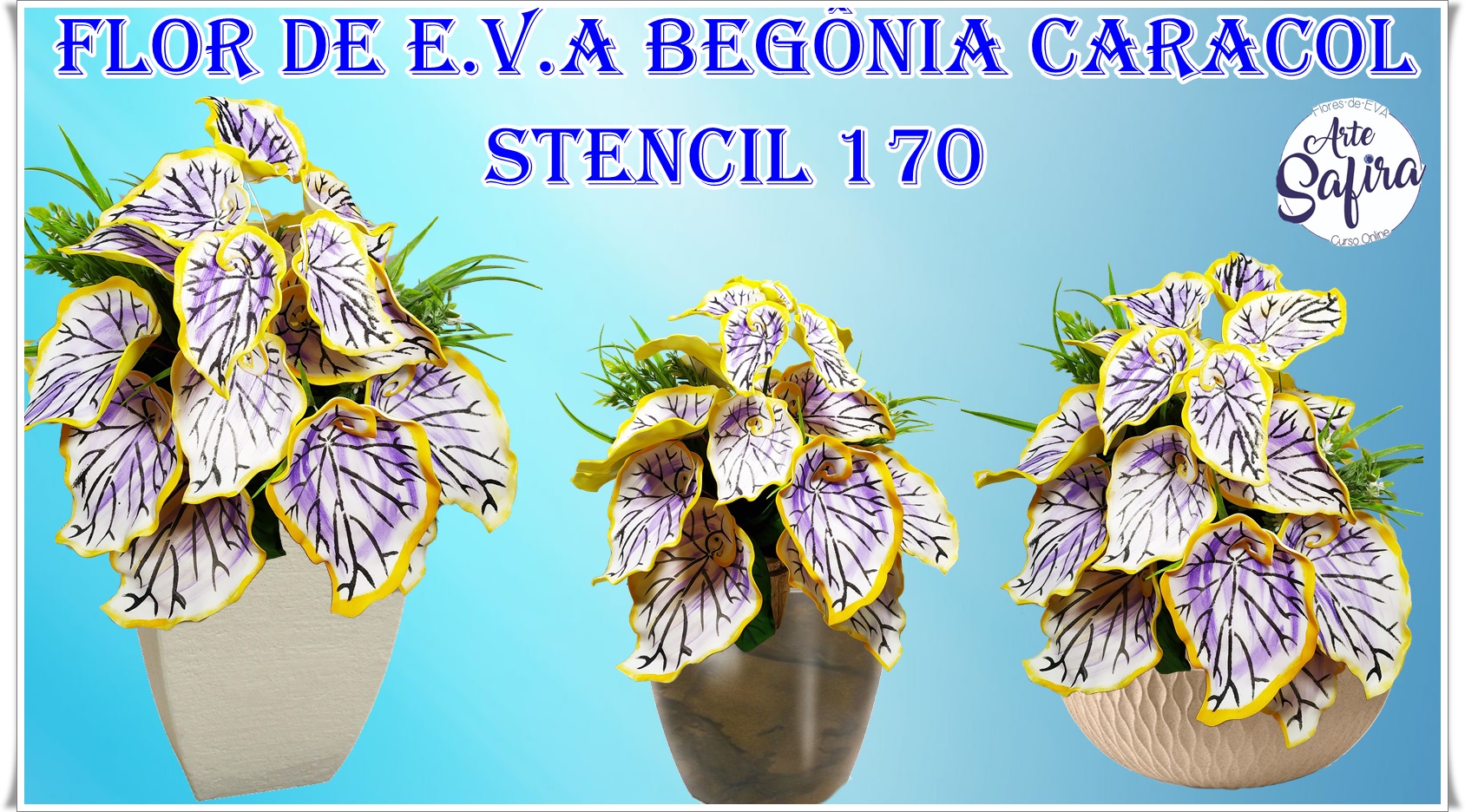 Arte Safira: Flor de e.v.a Begônia caracol utilizando o stencil 170 com uma  forma bem simples de fazer