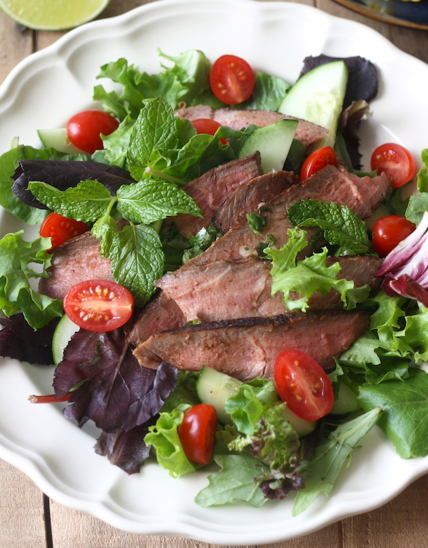 Thai Grilled Steak Salad recipe by SeasonWithSpice.com