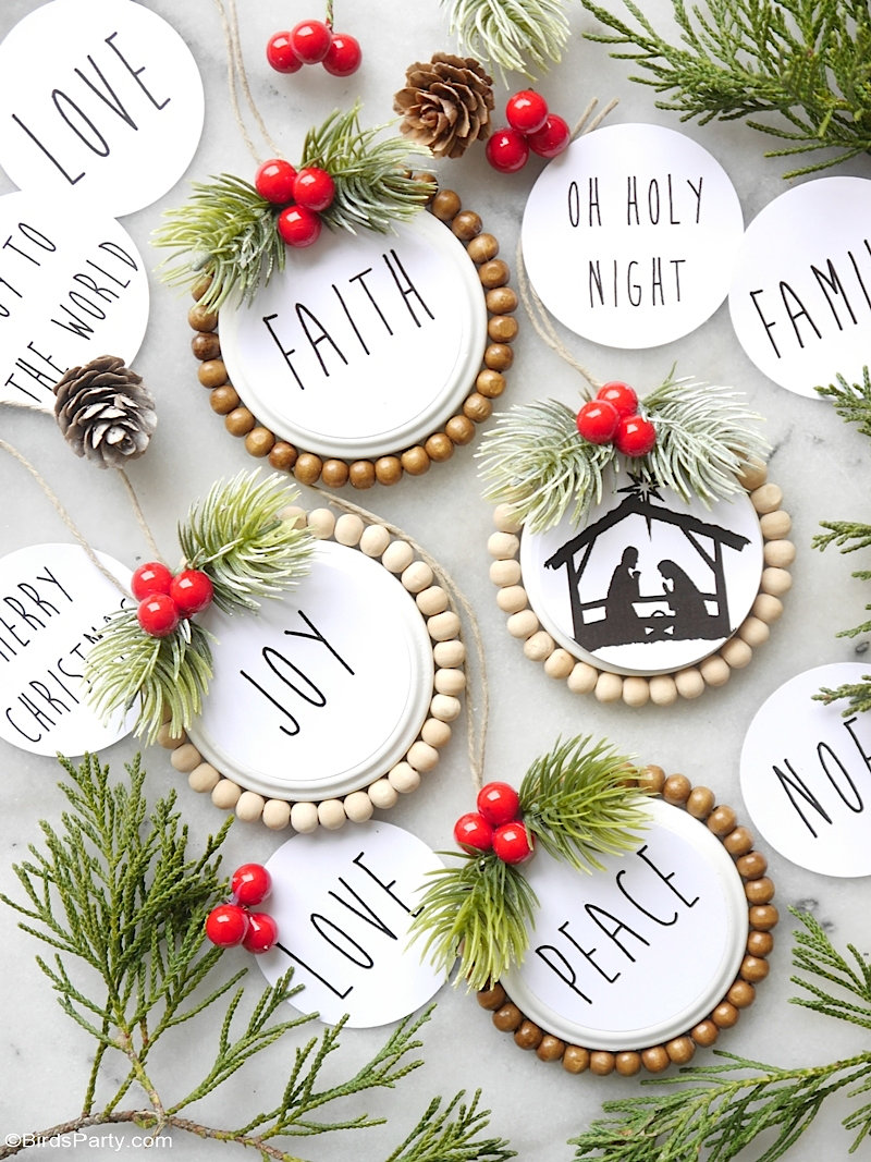 DIY Rae Dunn Inspired Christmas Tree Ornaments With Printables Party