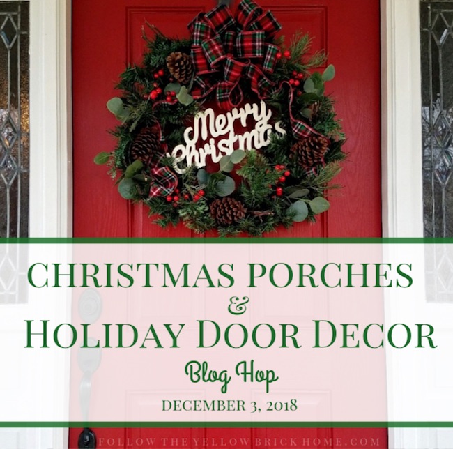 Christmas porch natural greenery blog hop